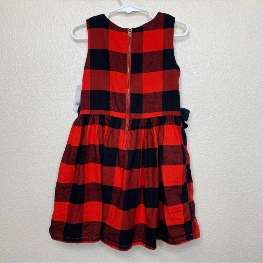 CARTER’S Buffalo Plaid Sleeveless Dress with Bows